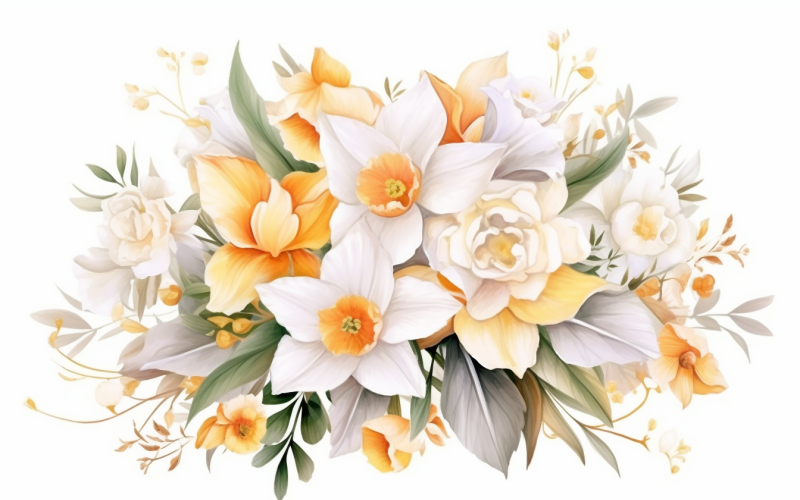 Bouquets de fleurs aquarelles, fond d'illustration 238