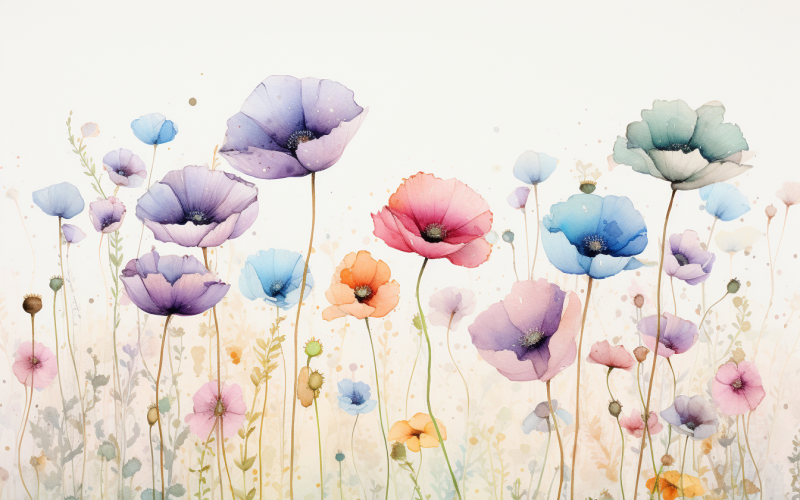 Bouquets de fleurs aquarelles, fond d'illustration 251