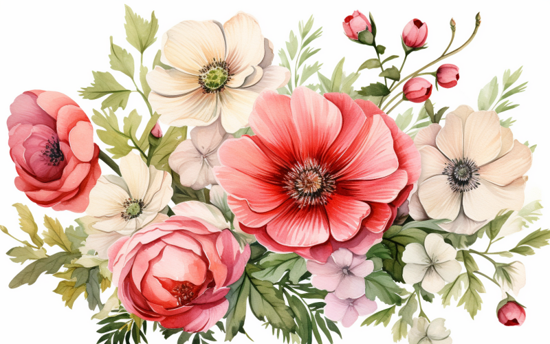 Bouquets de fleurs aquarelles, fond d'illustration 253.