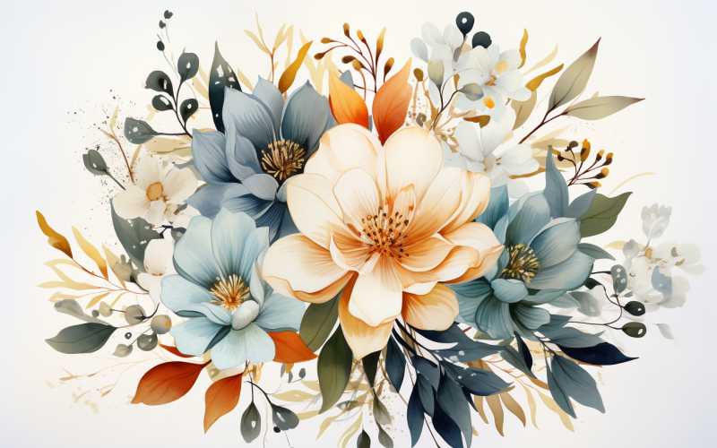 Buquês de flores em aquarela, fundo ilustração 211