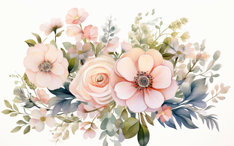 Buquês de flores em aquarela, fundo ilustração 266