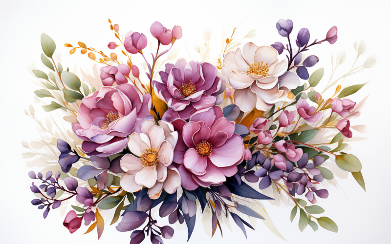 Buquês de flores em aquarela, fundo ilustração 287