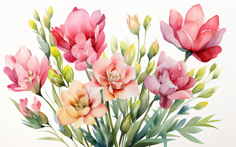 Buquês de flores em aquarela, fundo ilustração 297