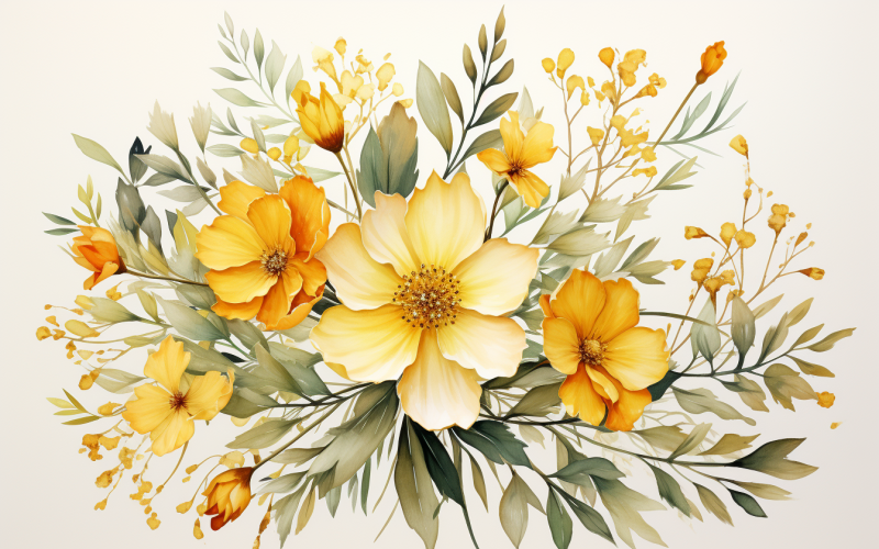 Mazzi di fiori ad acquerello, sfondo dell'illustrazione 221