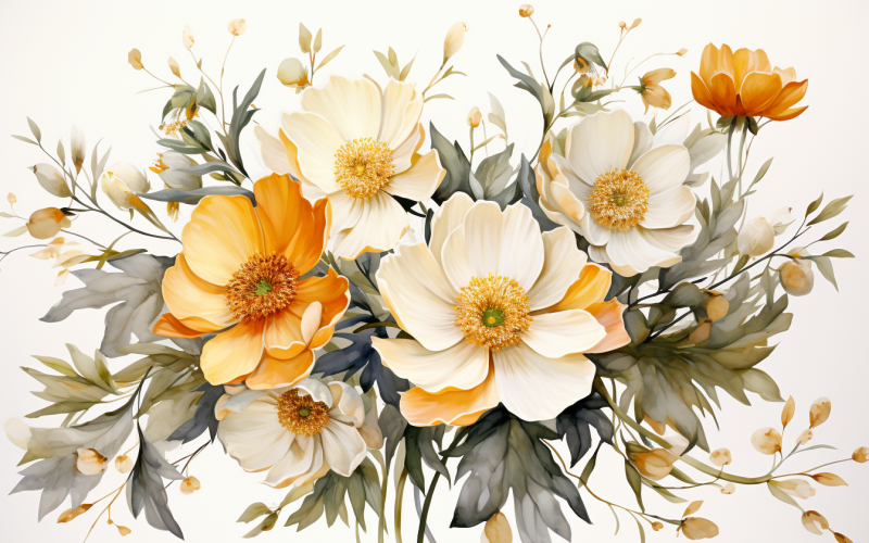 Mazzi di fiori ad acquerello, sfondo dell'illustrazione 223
