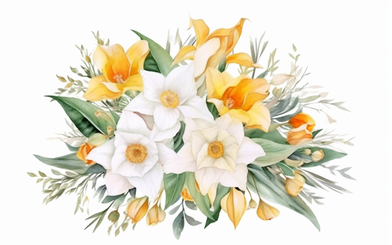 Mazzi di fiori ad acquerello, sfondo dell'illustrazione 237