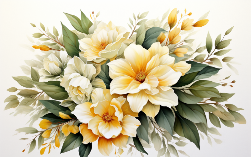 Mazzi di fiori ad acquerello, sfondo dell'illustrazione 248