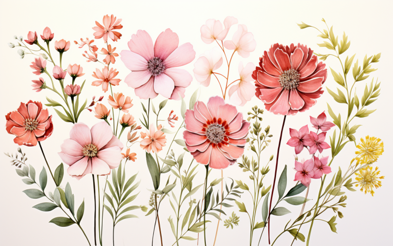 Mazzi di fiori ad acquerello, sfondo dell'illustrazione 256