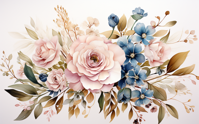 Mazzi di fiori ad acquerello, sfondo dell'illustrazione 258
