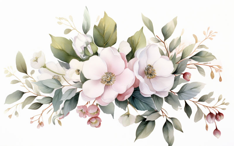 Mazzi di fiori ad acquerello, sfondo dell'illustrazione 262