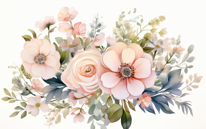 Mazzi di fiori ad acquerello, sfondo dell'illustrazione 266
