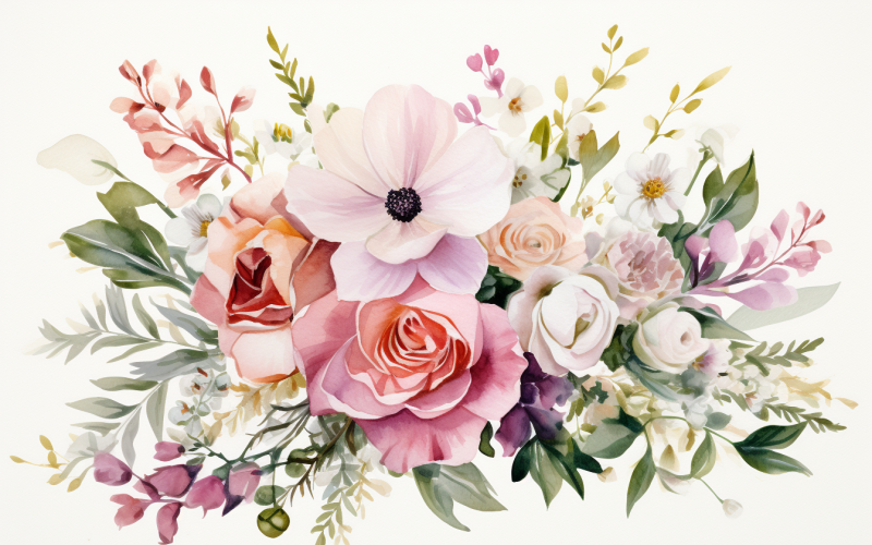 Mazzi di fiori ad acquerello, sfondo dell'illustrazione 274