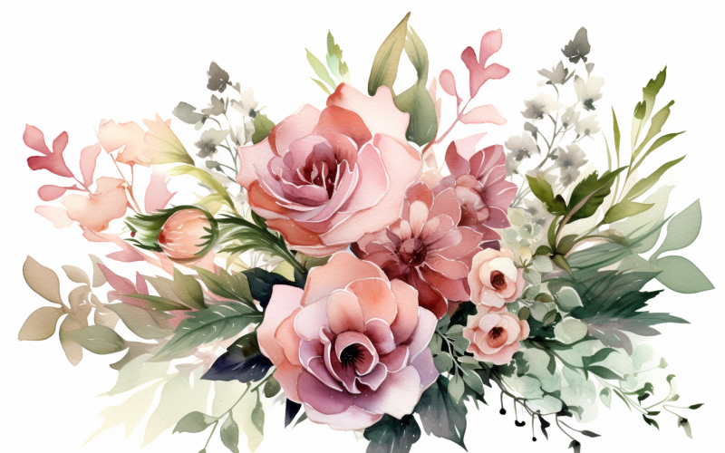 Mazzi di fiori ad acquerello, sfondo dell'illustrazione 275