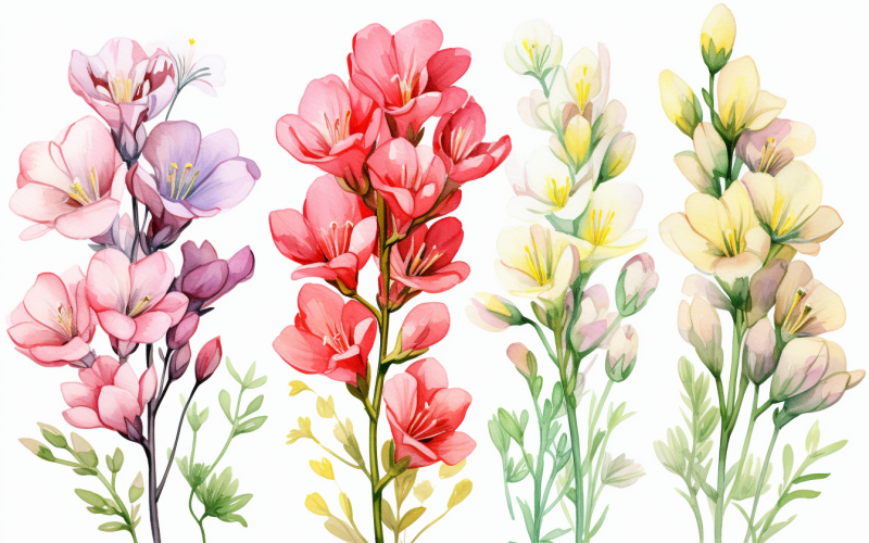 Mazzi di fiori ad acquerello, sfondo dell'illustrazione 299