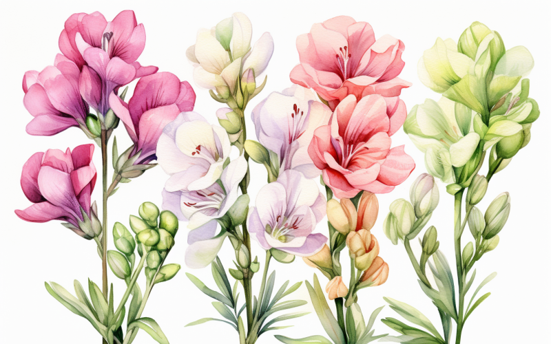 Ramos de flores de acuarela, fondo de ilustración 298