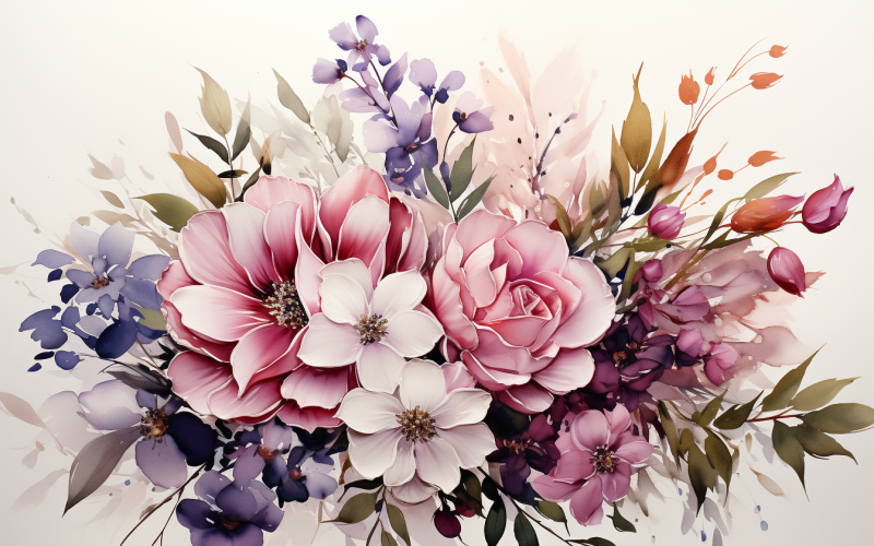 Ramos de flores en acuarela, fondo de ilustración 277