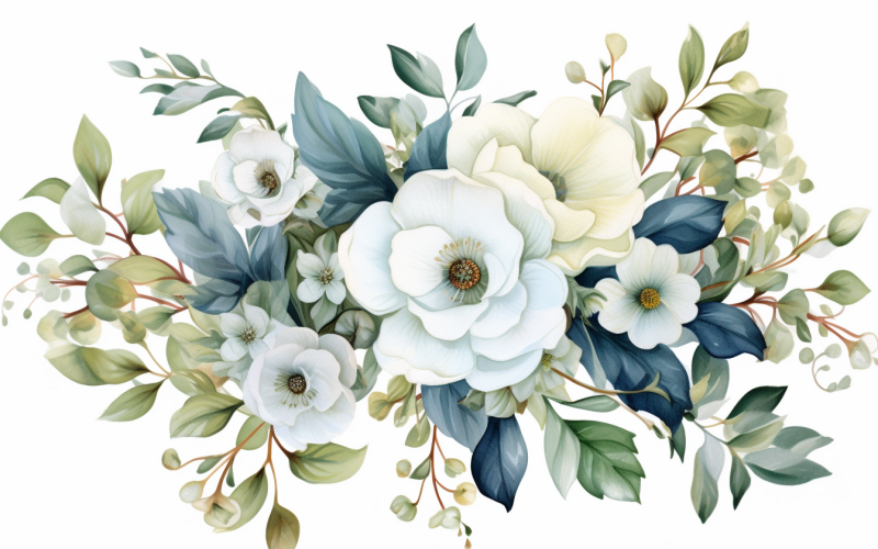 水彩鲜花花束，插图背景 261