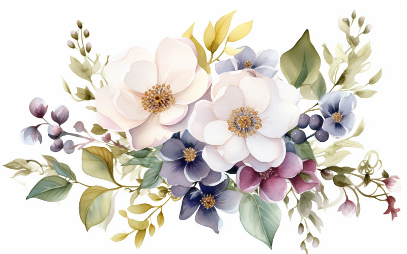 Bouquets de fleurs aquarelles, fond d'illustration 265.