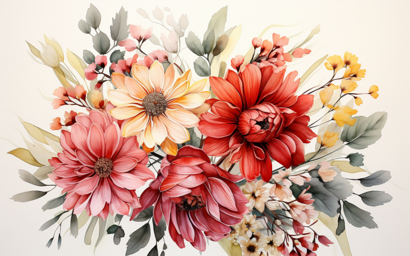 Bouquets de fleurs aquarelles, fond d'illustration 315