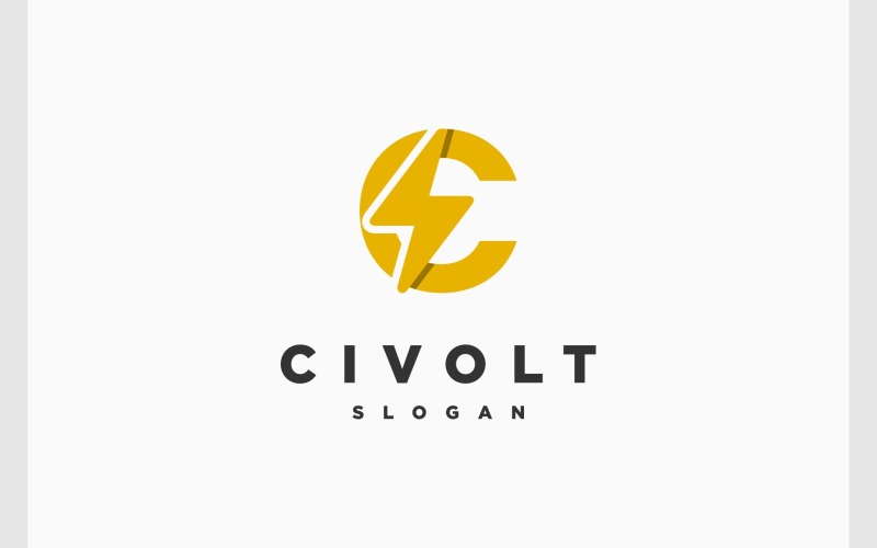 Letter C Electric Bolt Volt Logo
