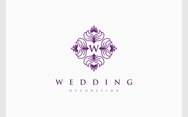 Logotipo de decoração de casamento com moldura de flor