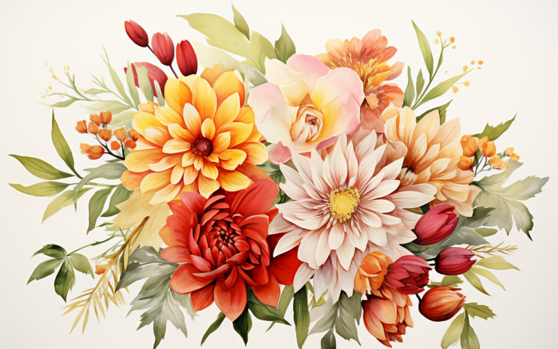 Mazzi di fiori ad acquerello, sfondo dell'illustrazione 301