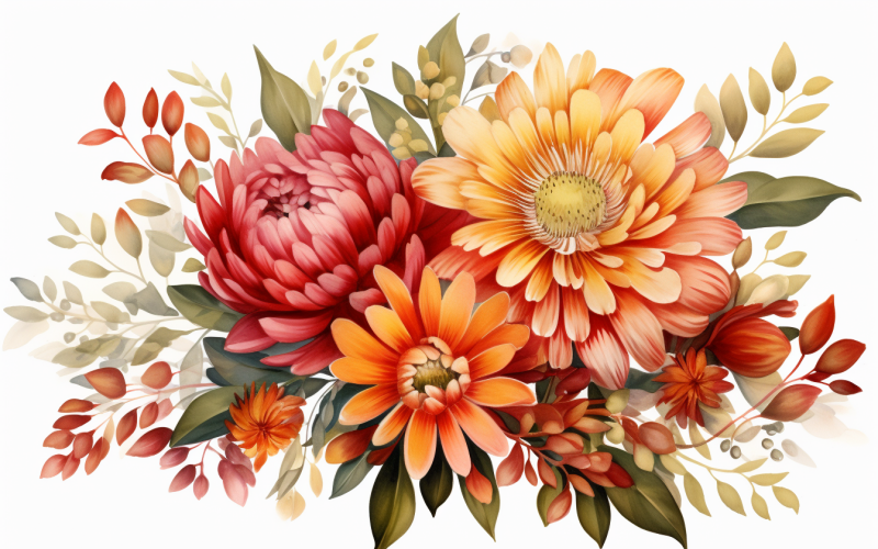 Mazzi di fiori ad acquerello, sfondo dell'illustrazione 302