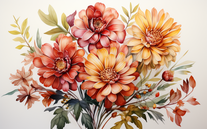 Mazzi di fiori ad acquerello, sfondo dell'illustrazione 306