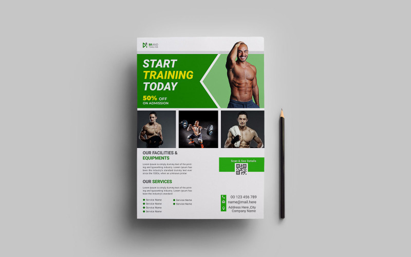 Plantilla de volante y póster de gimnasio y fitness