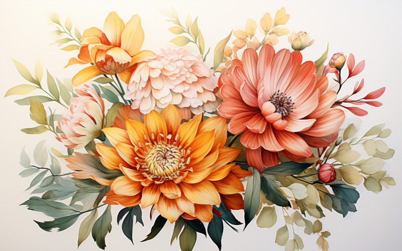 Ramos de flores de acuarela, fondo de ilustración 305