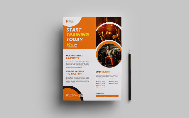 Volantino per palestra e fitness e modello di progettazione di poster