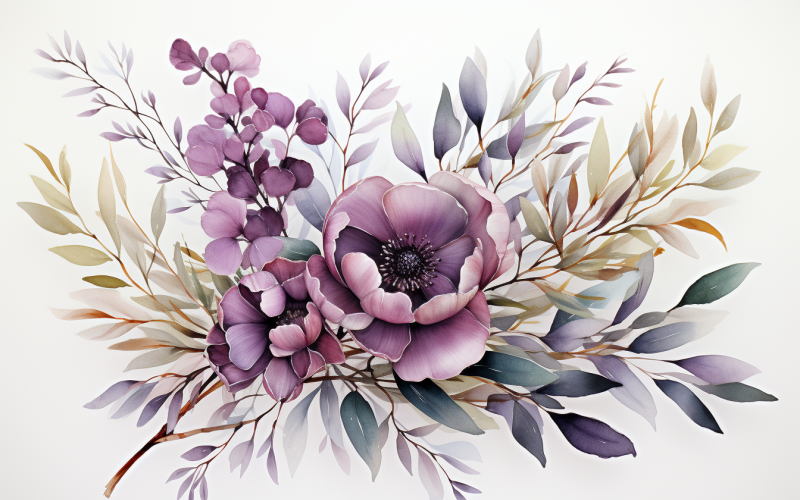 Akvarell blombuketter, illustration bakgrund 395