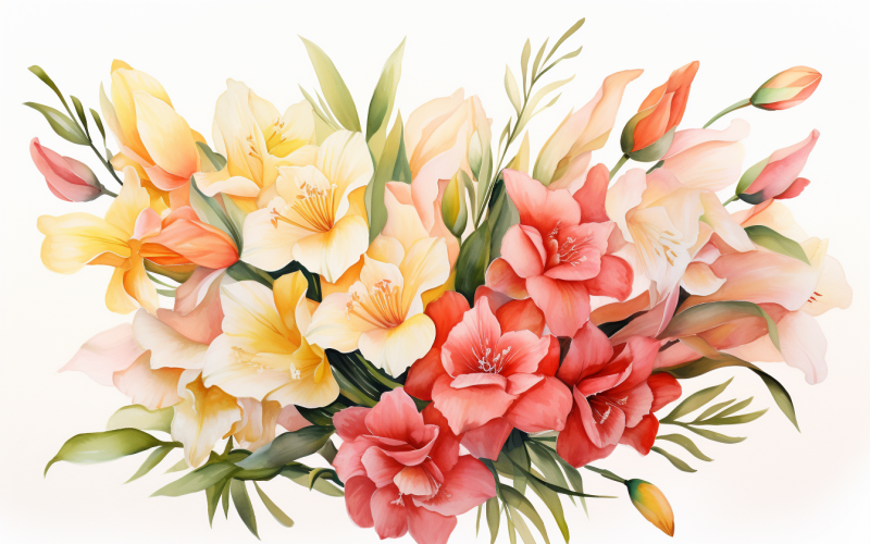 Bouquets de fleurs aquarelles, fond d'illustration 326