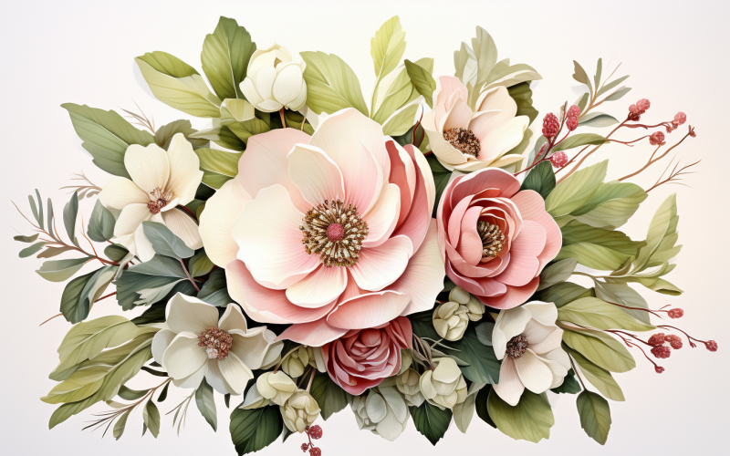 Bouquets de fleurs aquarelles, fond d'illustration 333