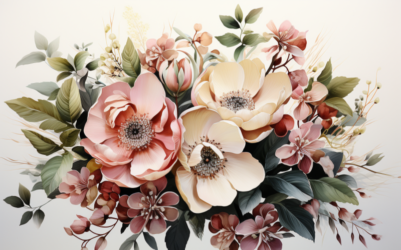 Buquês de flores em aquarela, fundo ilustração 338