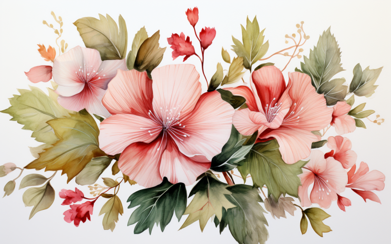 Buquês de flores em aquarela, fundo ilustração 339