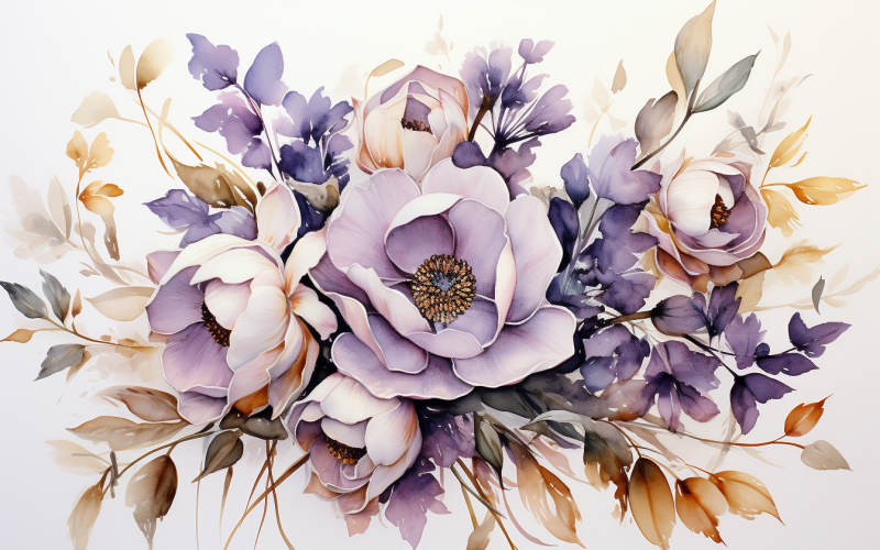 Mazzi di fiori ad acquerello, sfondo dell'illustrazione 399