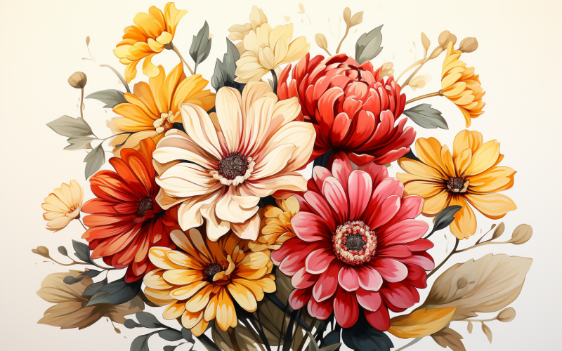 Ramos de flores de acuarela, fondo de ilustración 313