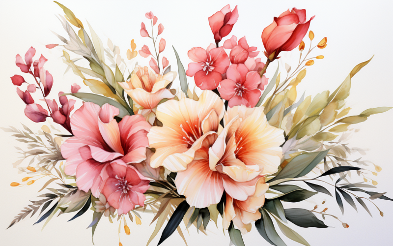 Ramos de flores de acuarela, fondo de ilustración 320