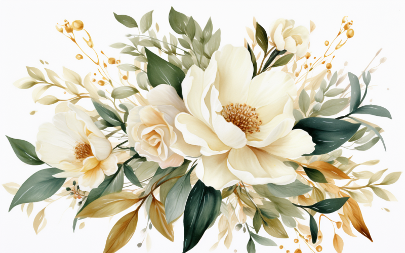 Ramos de flores de acuarela, fondo de ilustración 365