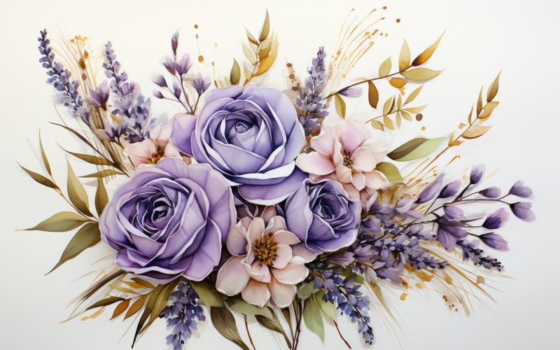 Ramos de flores en acuarela, fondo de ilustración 388
