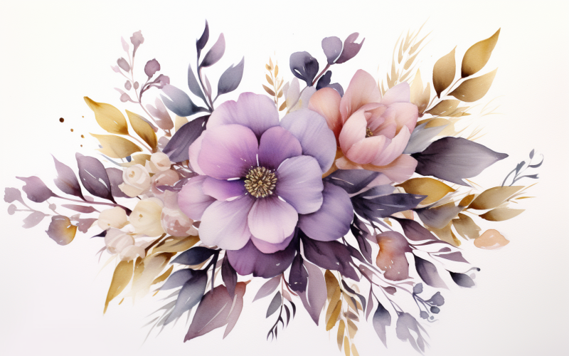 Ramos de flores en acuarela, fondo de ilustración 393