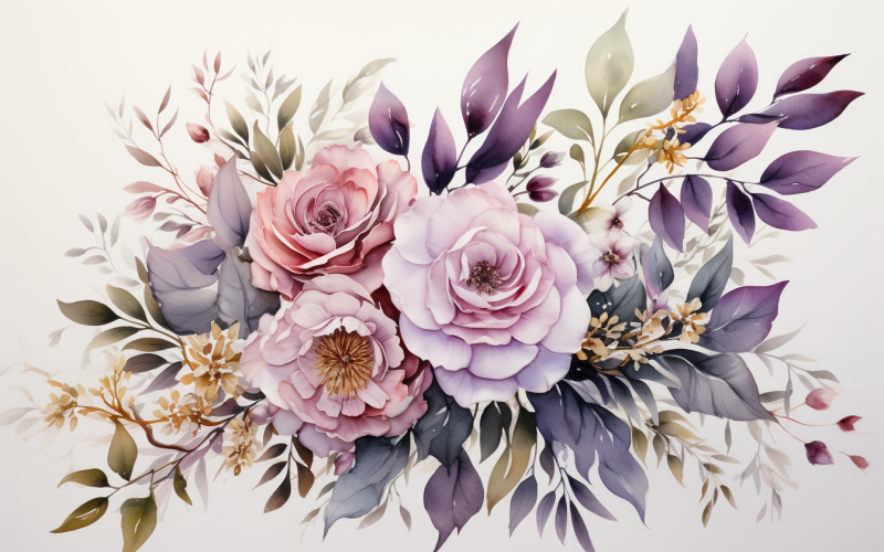 Ramos de flores en acuarela, fondo de ilustración 396