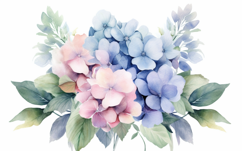 水彩鲜花花束，插图背景 355