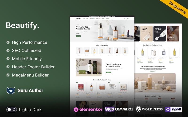 Beautify – Красота и косметика Elementor WooCommerce Store