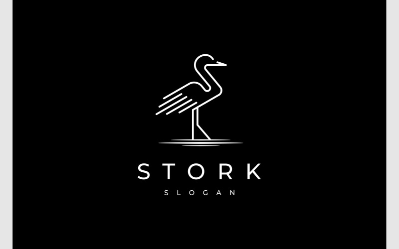 Čáp jeřáb Volavka Jednoduché Logo