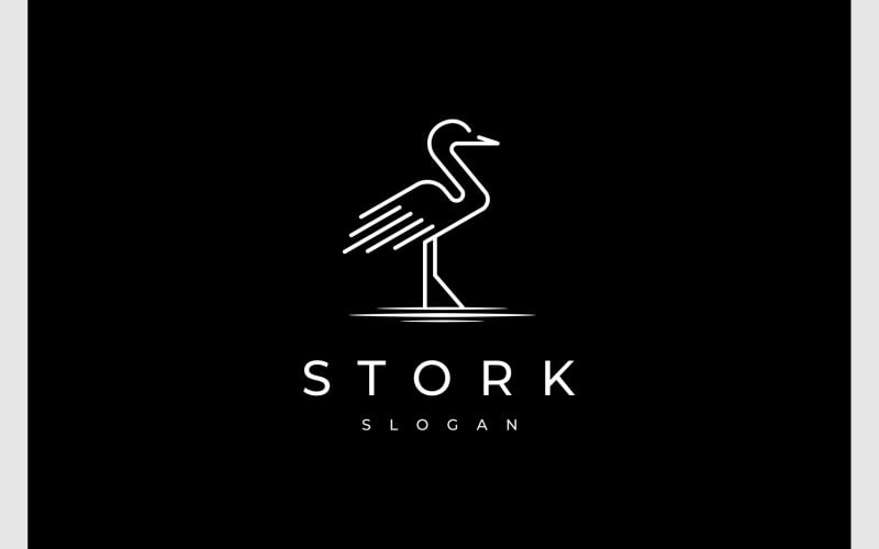 Cigüeña Grulla Garza Logotipo De Línea Simple