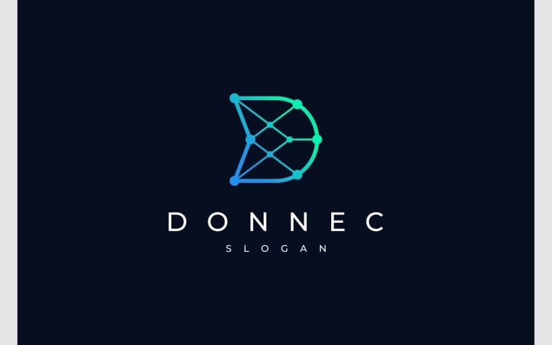 D betű Connection Technology Futurisztikus logó