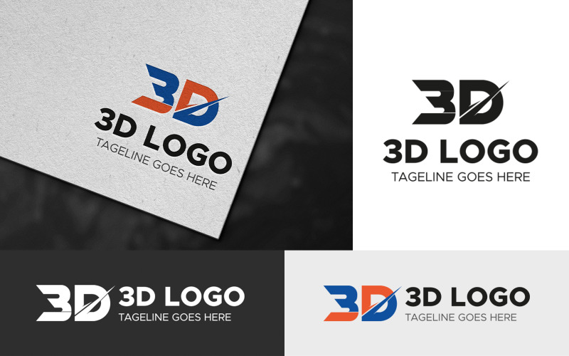 3- und D-Buchstaben-Logo-Vorlage 3D