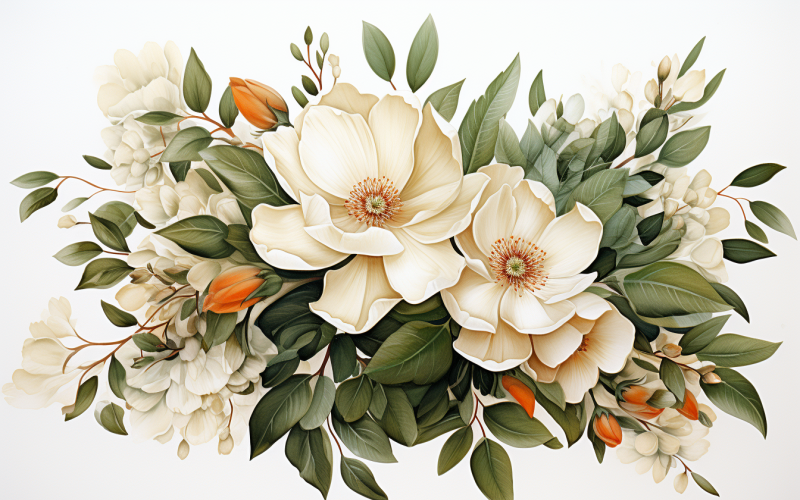 Mazzi di fiori ad acquerello, sfondo dell'illustrazione 374.